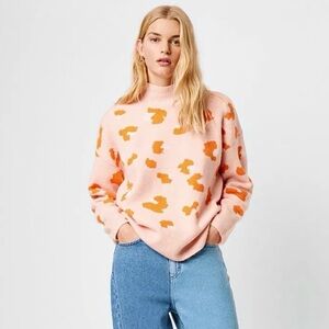 French Connection Louella Jacquard Leopard Sweater Size L